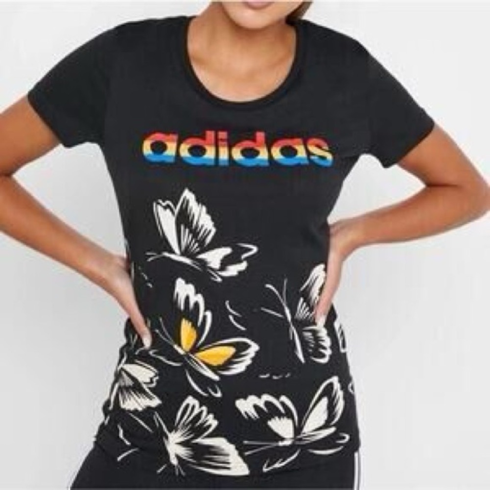 ADIDAS x FARM RIO BUTTERFLY T SHIRT SIZE SMALL